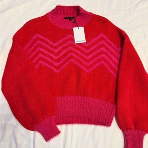Sugarlips Red and Pink Zanie Chevron Sweater